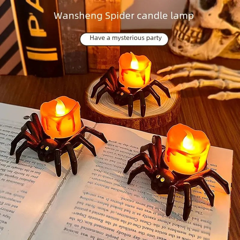 Halloween LED Glowing Spider Candle Lamp