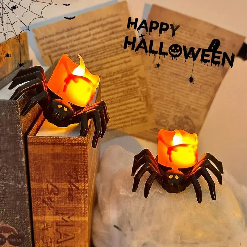 Halloween LED Glowing Spider Candle Lamp